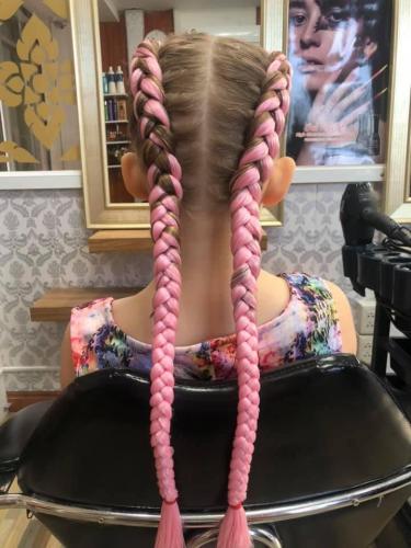Pink hair braiding in Patong